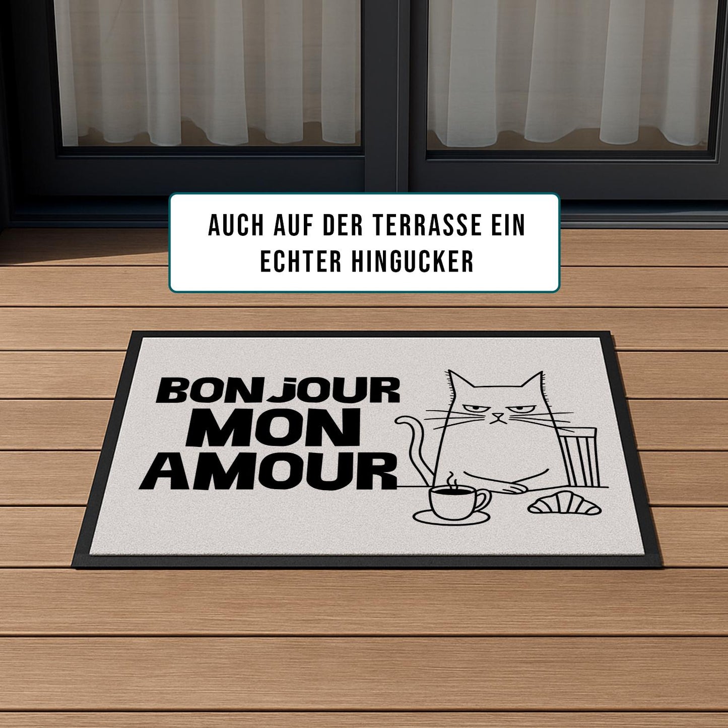 Fußmatte mit Katze Bonjour Mon Amour