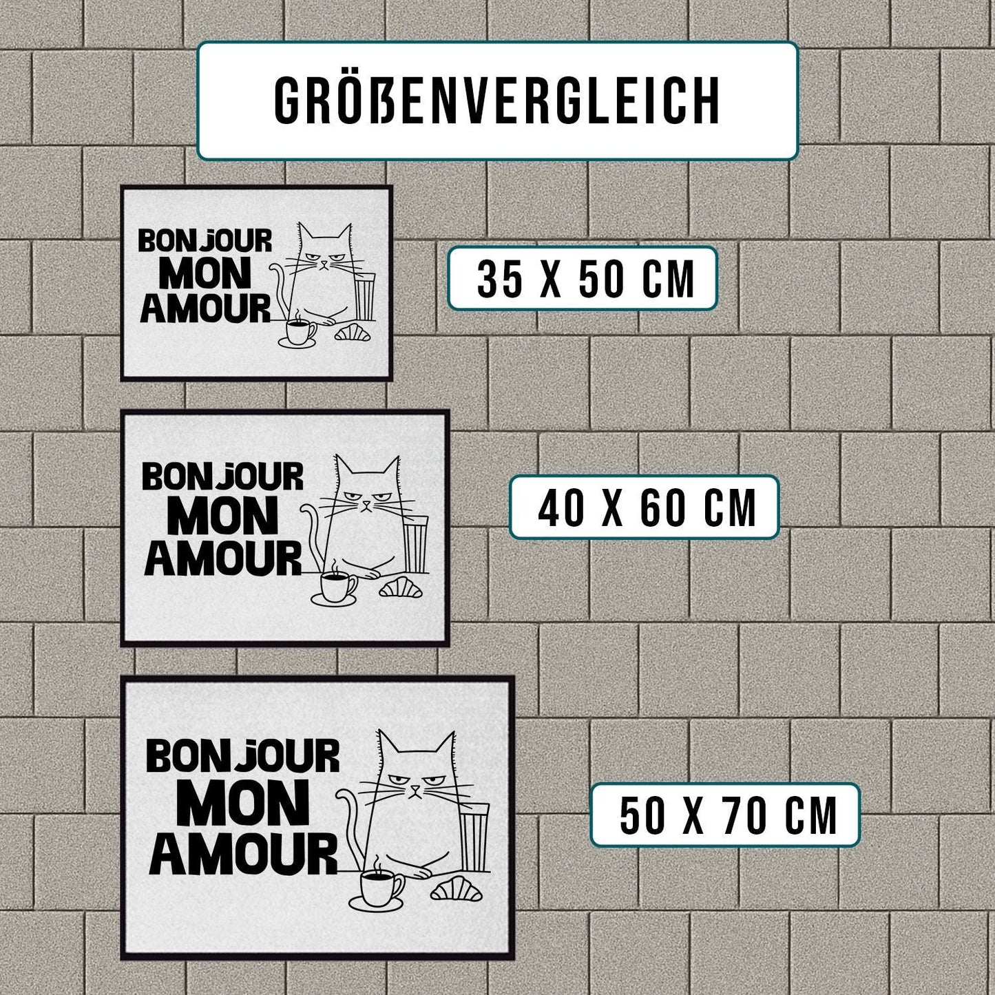 Fußmatte mit Katze Bonjour Mon Amour