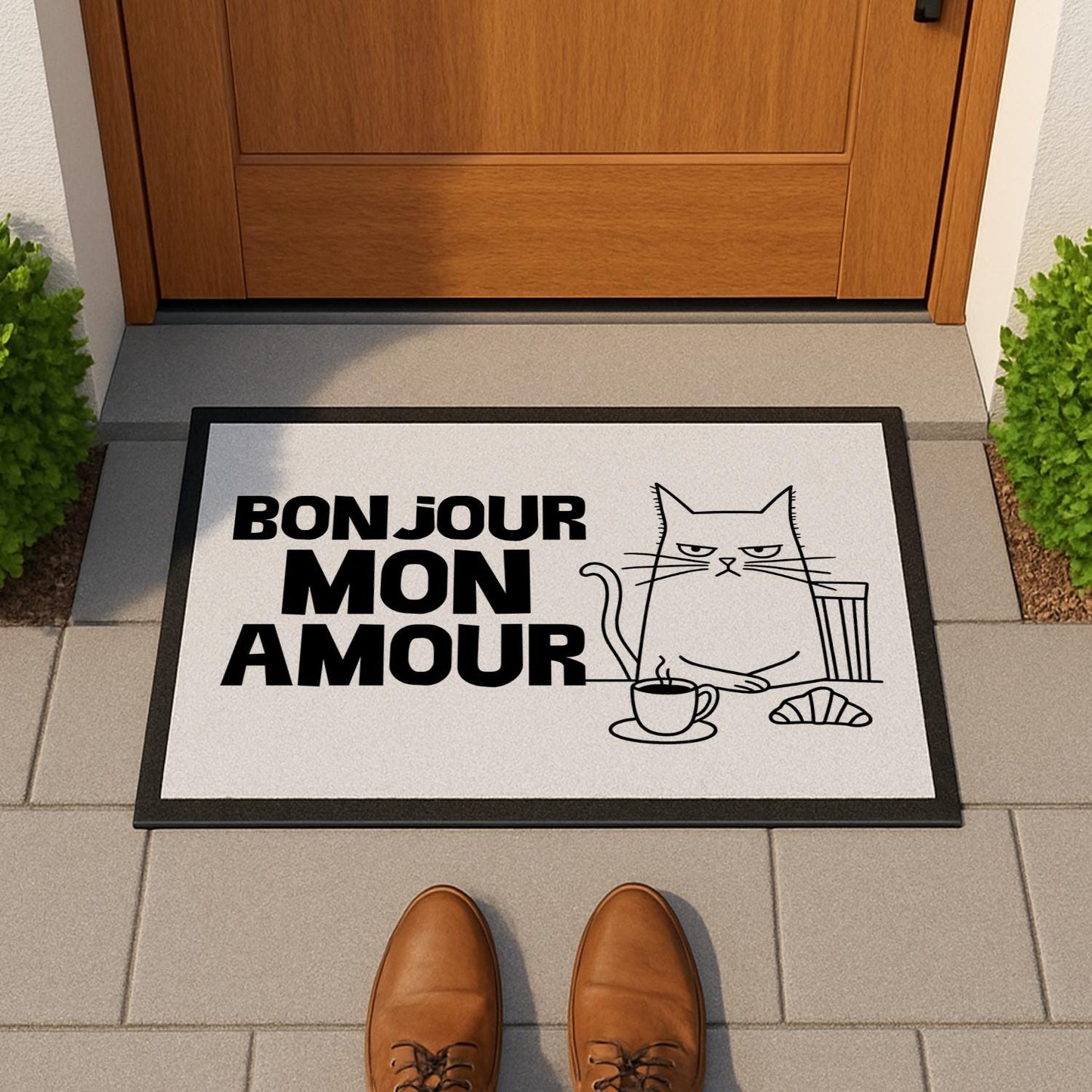 Fußmatte mit Katze Bonjour Mon Amour