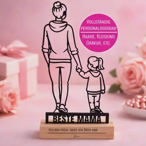 Personalisierter Line-Art-3D-Aufsteller als Geschenk für Mama