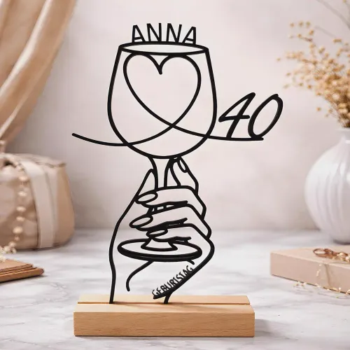 Personalisierter Line-Art-Aufsteller zum 40. Geburtstag für Frauen
