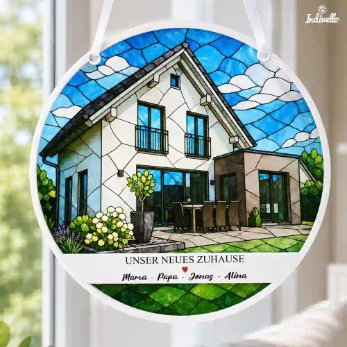 Personalisierter Sonnenfänger als Geschenk zum Einzug
