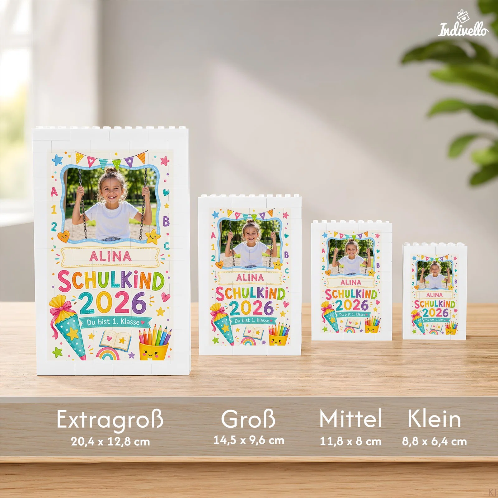 Größenvergleich für einen personalisierten Schulkind-Aufsteller mit Foto: Extr ت?