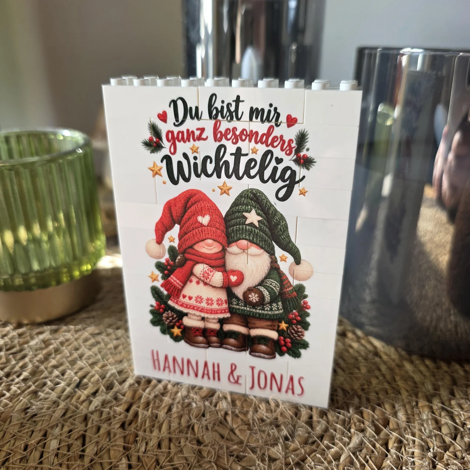 Wichtelgeschenk Kollegin personalisiert - Klemmbausteine mit zwei Namen - Weihnachtsgeschenk Arbeitskollegen -  Geschenkidee Arbeitskollege