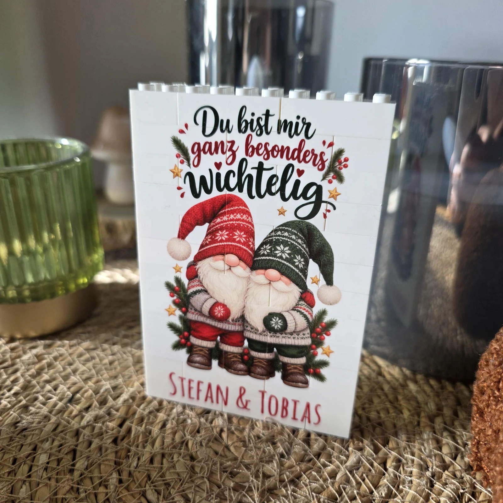 Wichtelgeschenk Kollegin personalisiert - Klemmbausteine mit zwei Namen - Weihnachtsgeschenk Arbeitskollegen -  Geschenkidee Arbeitskollege