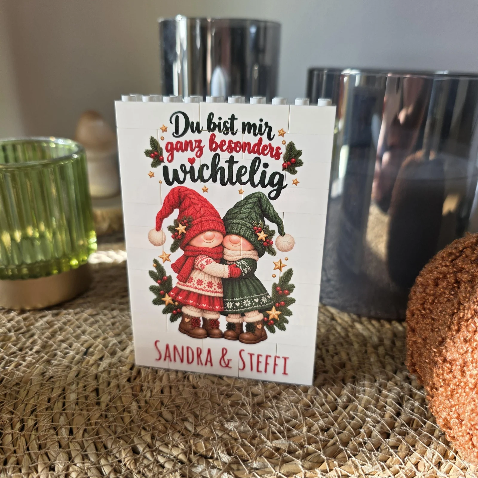 Wichtelgeschenk Kollegin personalisiert - Klemmbausteine mit zwei Namen - Weihnachtsgeschenk Arbeitskollegen -  Geschenkidee Arbeitskollege