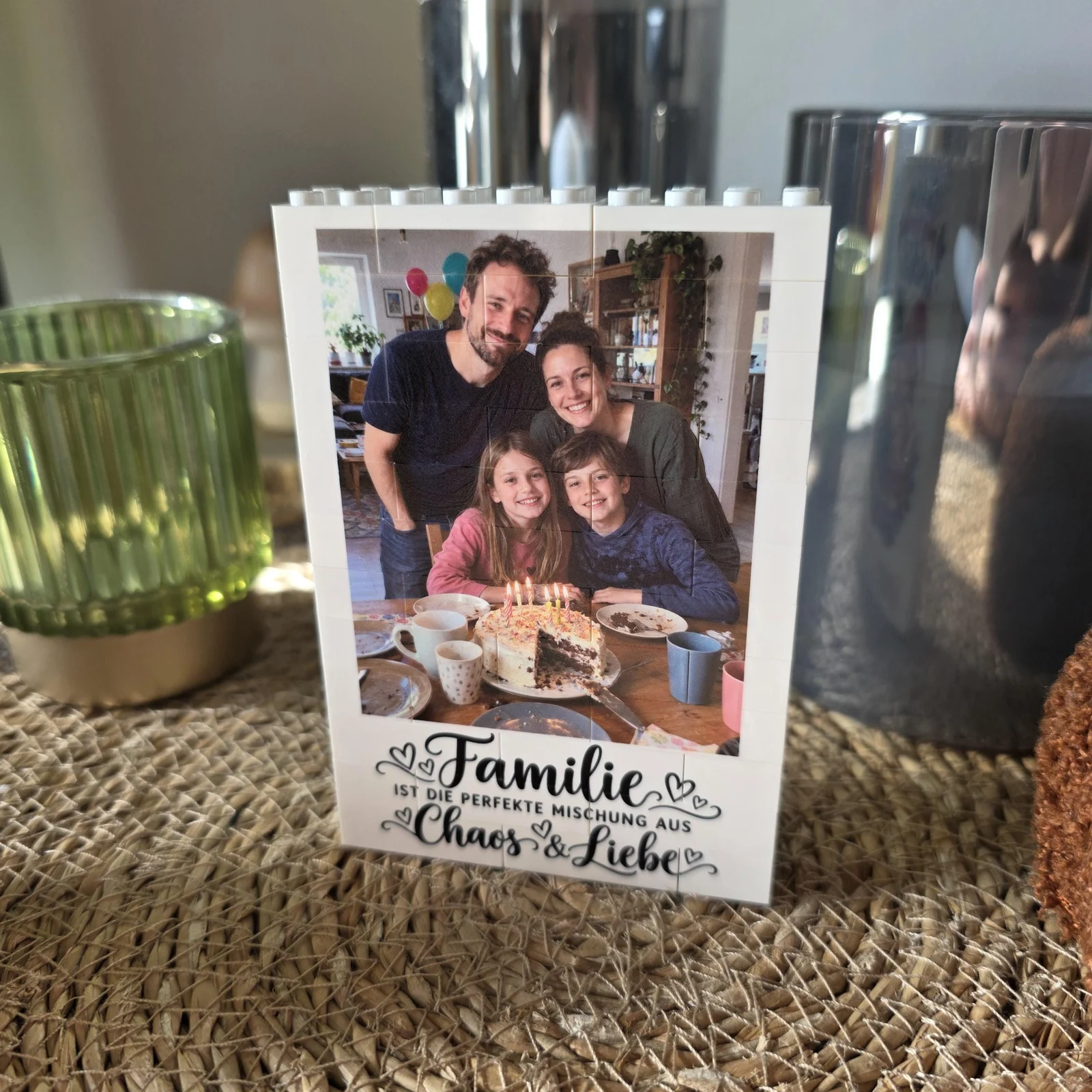 Familienfoto mit Spruch - Klemmbausteine personalisiert mit Foto Geschenkidee - Weihnachtsgeschenk Familie -Foto Geschenk Familienporträt