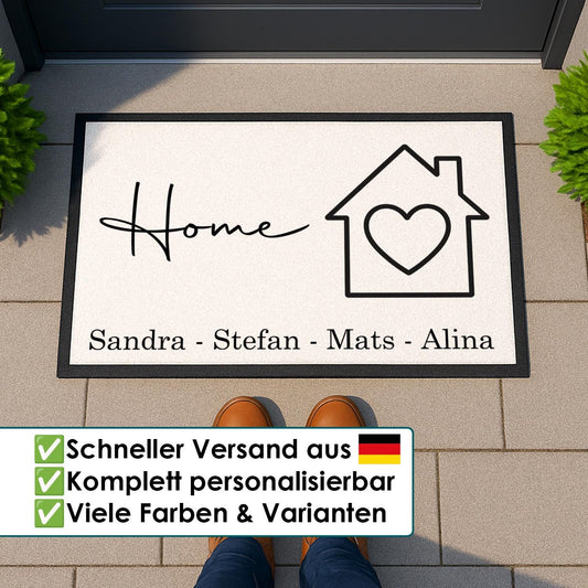 Personalisierte Fußmatte Hausmotiv