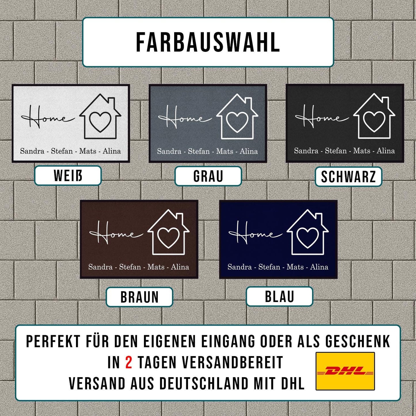 Personalisierte Fußmatte mit Wunschnamen