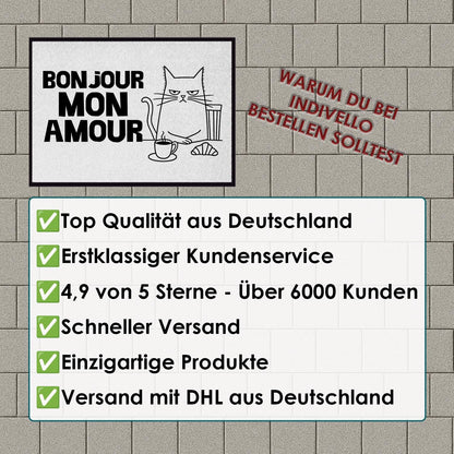 Fußmatte mit Katze Bonjour Mon Amour