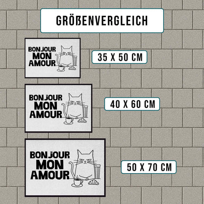 Fußmatte mit Katze Bonjour Mon Amour