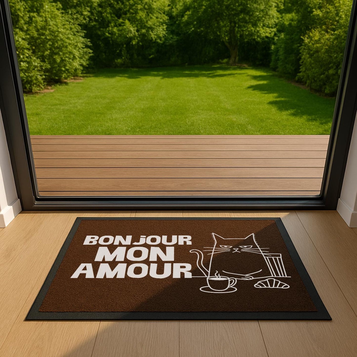 Fußmatte mit Katze Bonjour Mon Amour