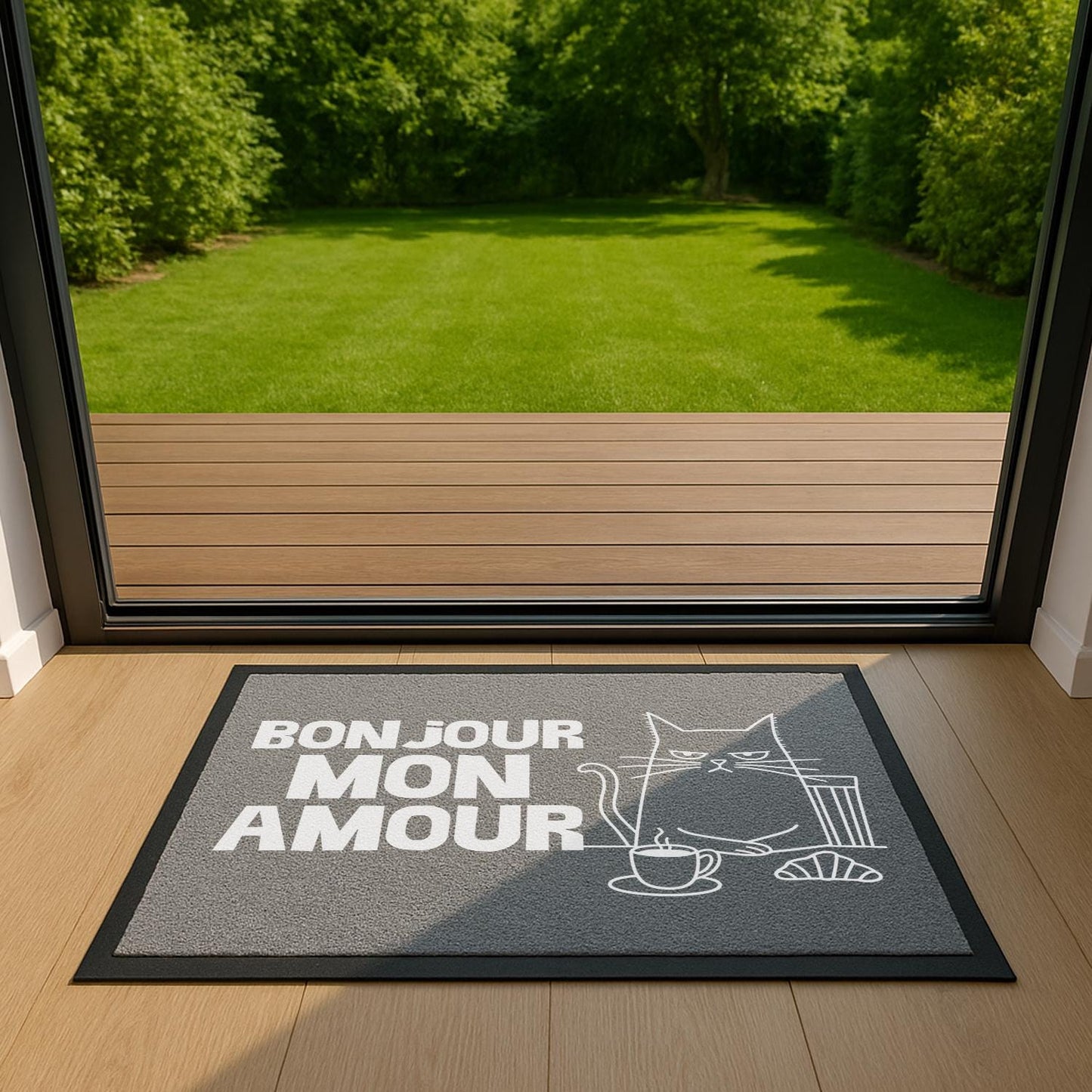 Fußmatte mit Katze Bonjour Mon Amour