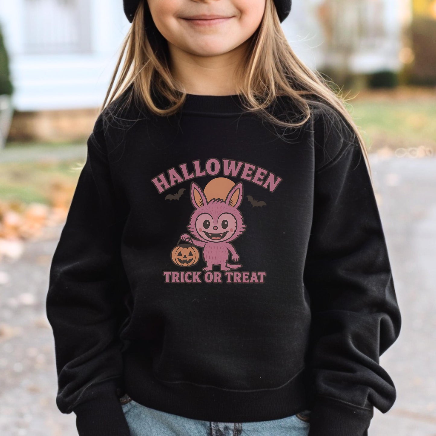 Monster Pullover für Kinder - Halloween Motiv - Trick or Treat - Pullover für Jungen und Mädchen - 1 bis 13 Jahre - XXS bis XL - Sand Weiß