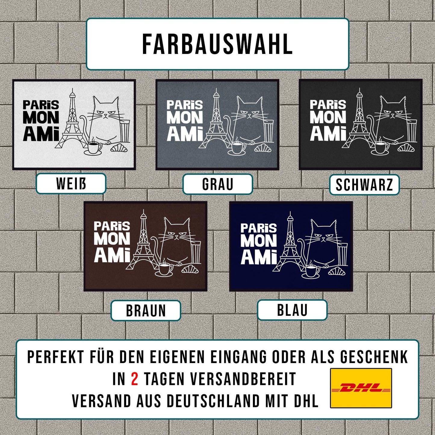 Fußmatte mit Katze Paris Mon Ami