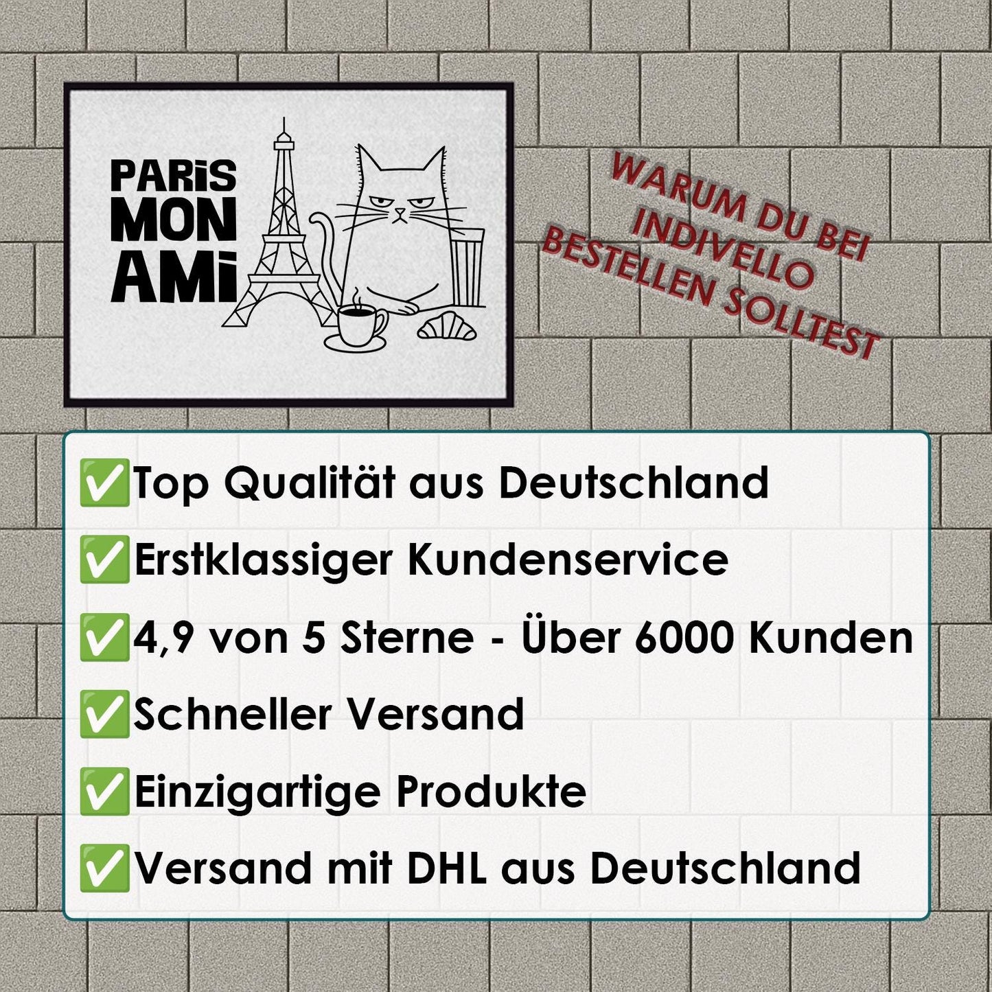 Fußmatte mit Katze Paris Mon Ami