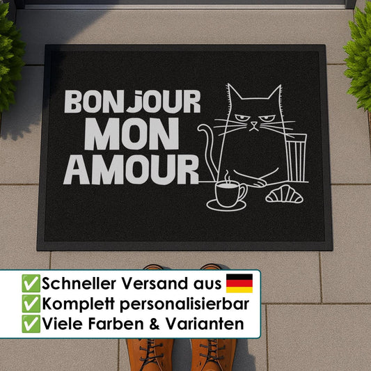 Fußmatte mit Katze Bonjour Mon Amour