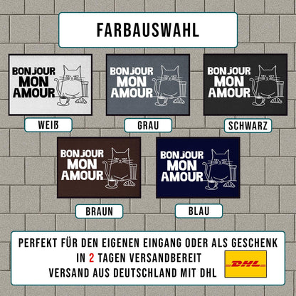 Fußmatte mit Katze Bonjour Mon Amour