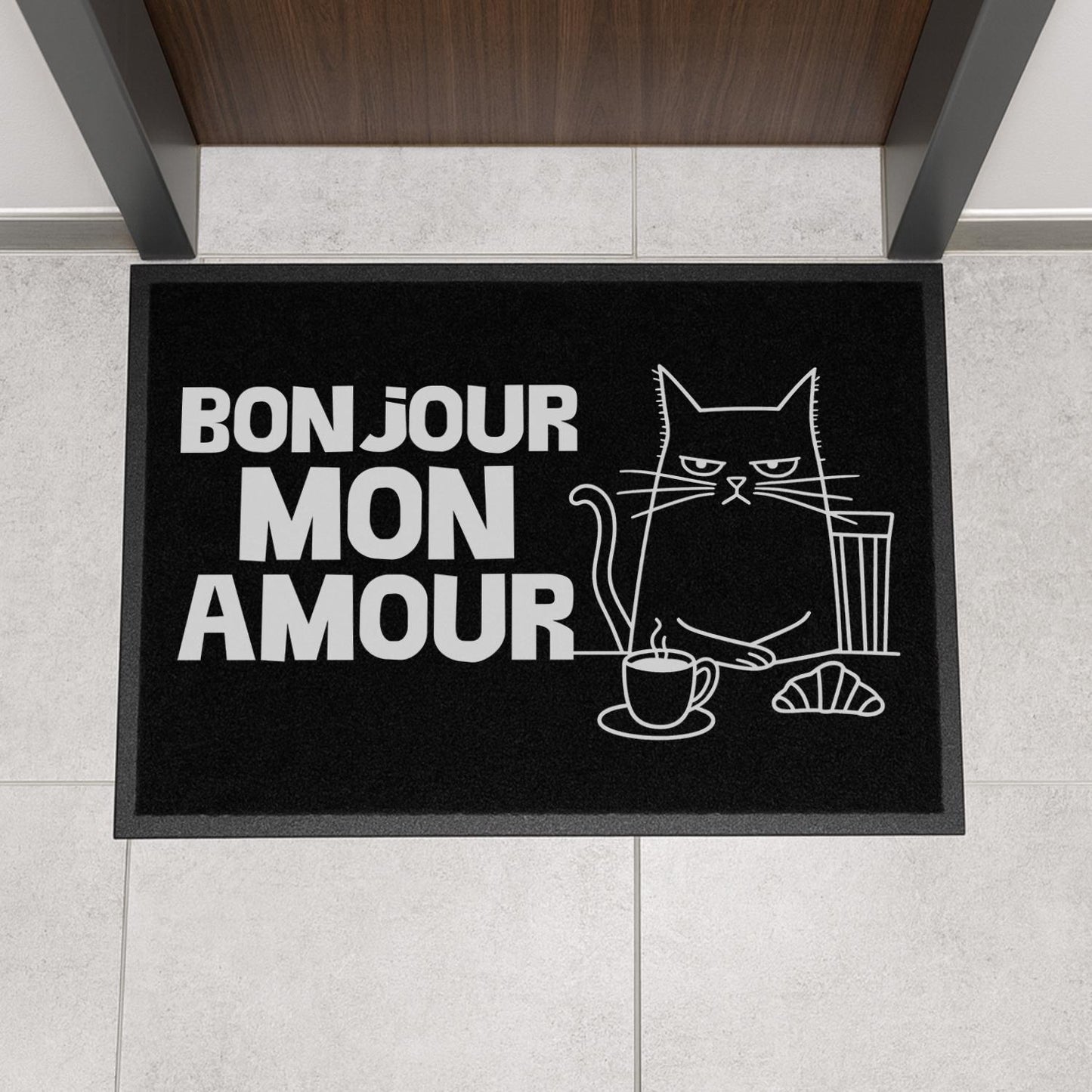 Fußmatte mit Katze Bonjour Mon Amour