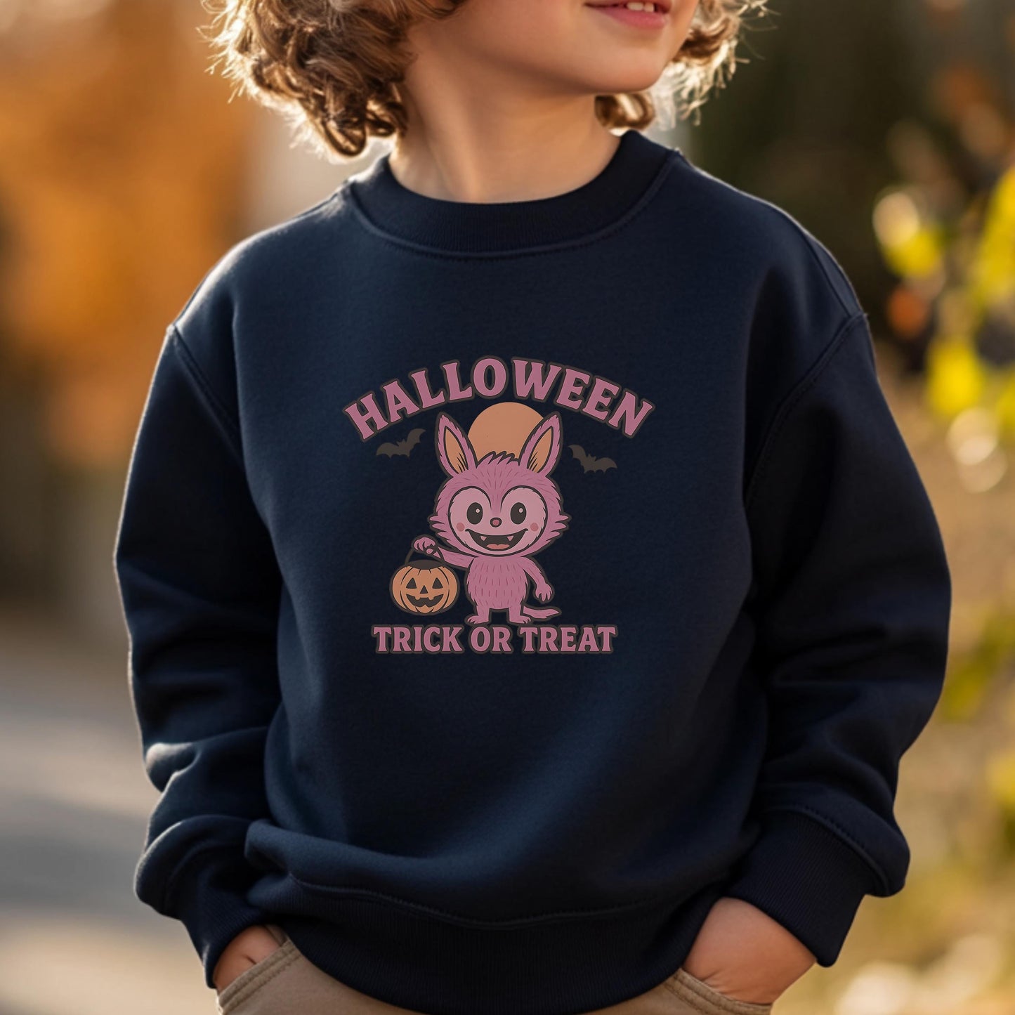 Monster Pullover für Kinder - Halloween Motiv - Trick or Treat - Pullover für Jungen und Mädchen - 1 bis 13 Jahre - XXS bis XL - Sand Weiß