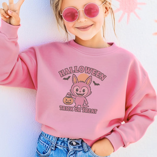 Monster Pullover für Kinder - Halloween Motiv - Trick or Treat - Pullover für Jungen und Mädchen - 1 bis 13 Jahre - XXS bis XL - Sand Weiß